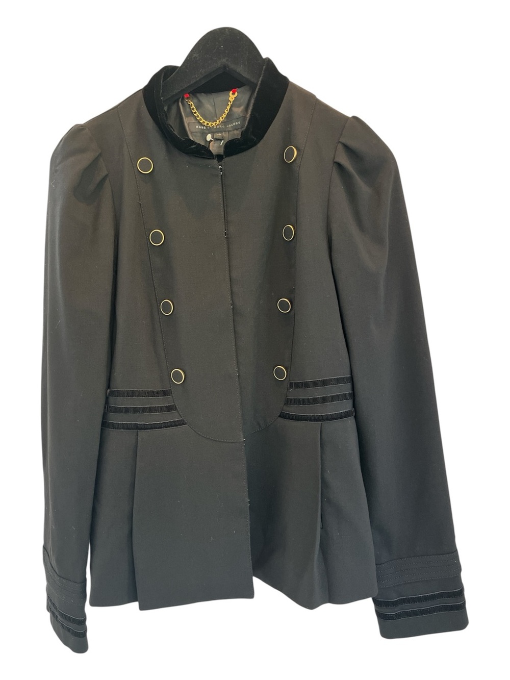 Marc by Marc Jacobs Black Military Jacket Blazer Wool Velvet 10